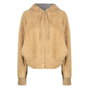 Women's Zip-Up Suede Leather Bomber Jacket