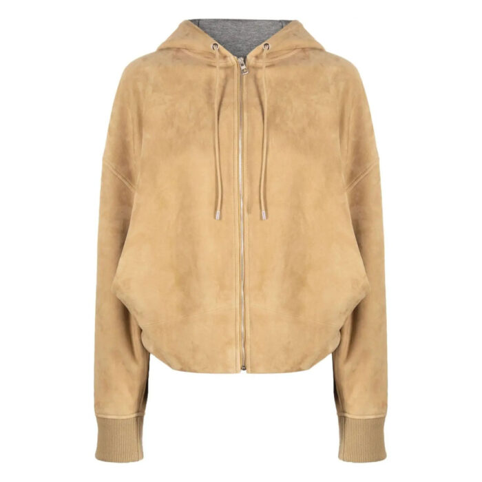 Women's Zip-Up Suede Leather Bomber Jacket