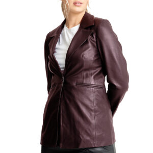 Brissleatherstudio Women’s Burgundy Leather Blazer