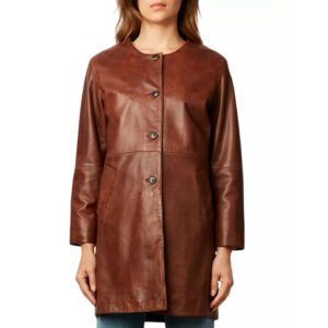 women in brown color buttoned coat