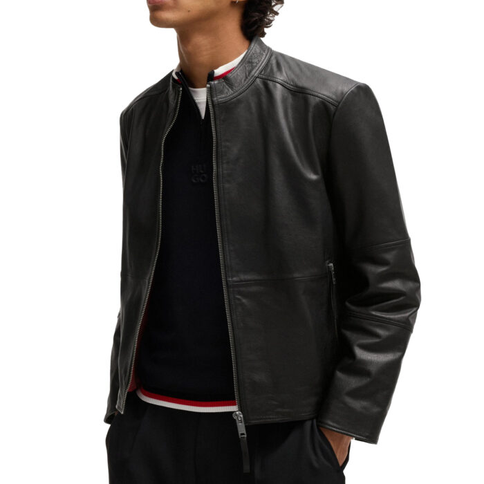 Solid men leather Jacket