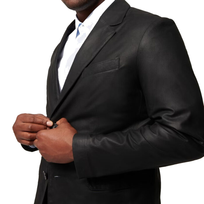 Sophisticated Men’s Black Leather Blazer: A Wardrobe Essentia