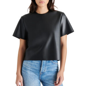 boxy cut women leather top