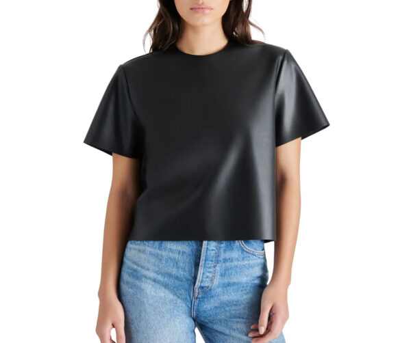 boxy cut women leather top