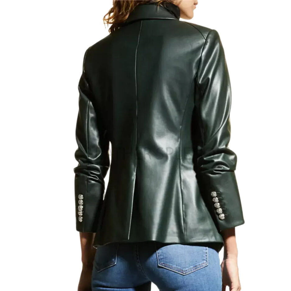 Dark-Green-Single-Button-Front-Women-Slim-FIt-Genuine-Leather-Blazerb