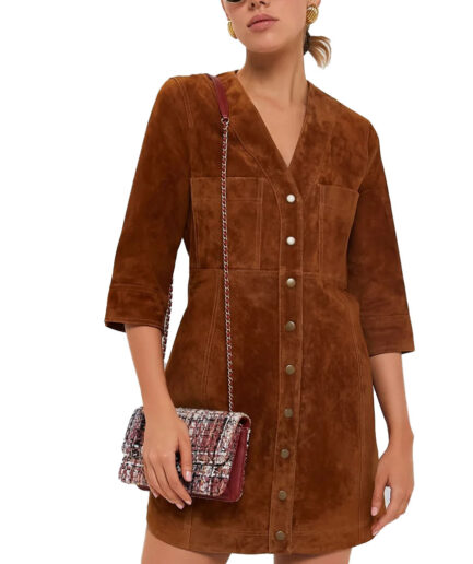 v neck suede dress