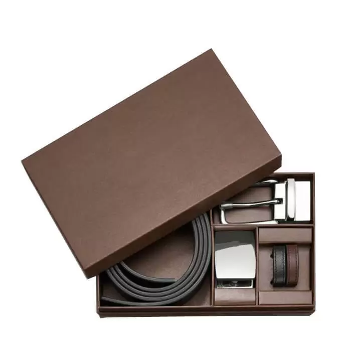leather accessories packed in box.