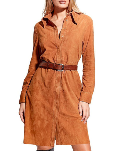 shirt-sued-dress with front button closure