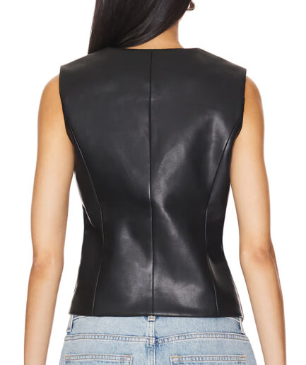 Single Button Closure Vest Top in leather Back