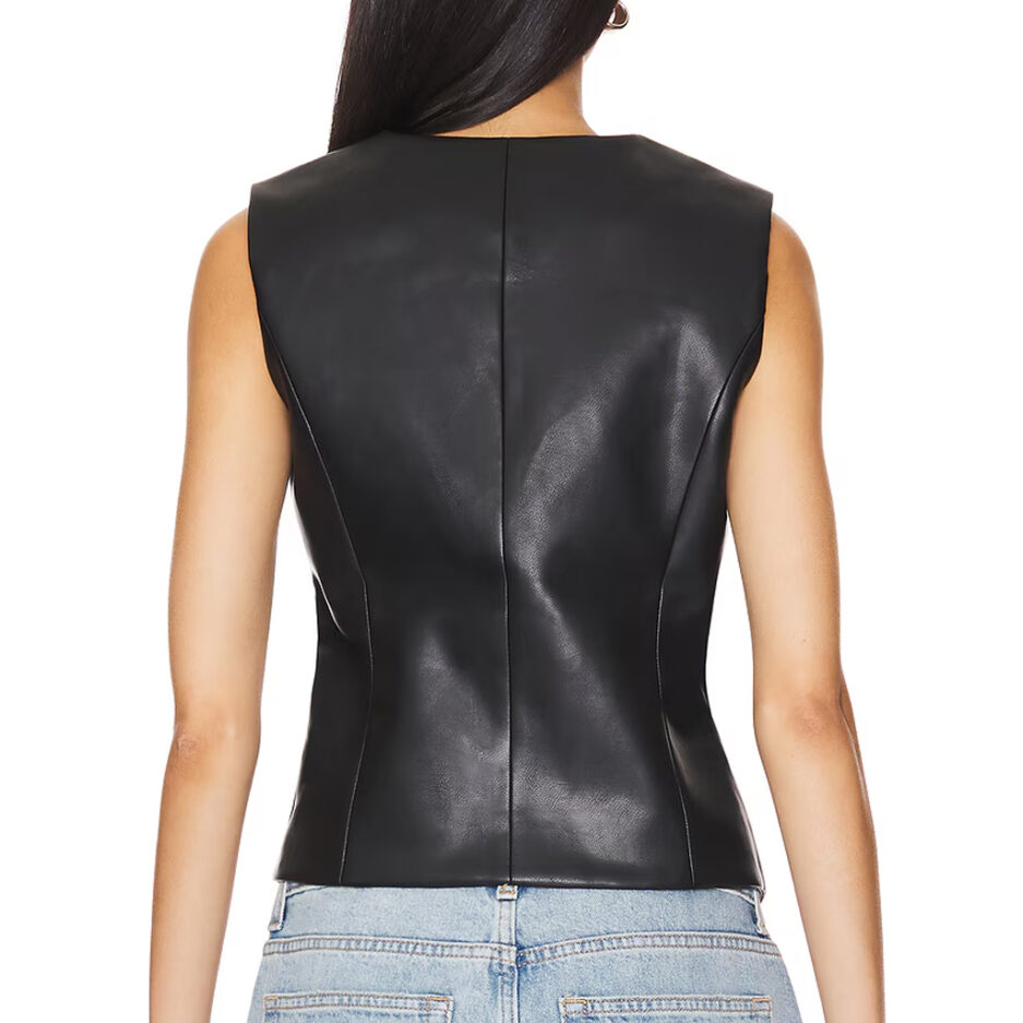 Single Button Closure Vest Top in leather Back