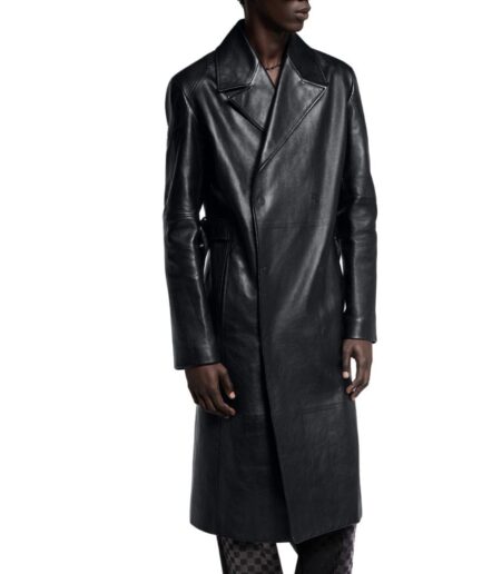 men Genuine Leather Double-Breasted Trench Coat australia Winter