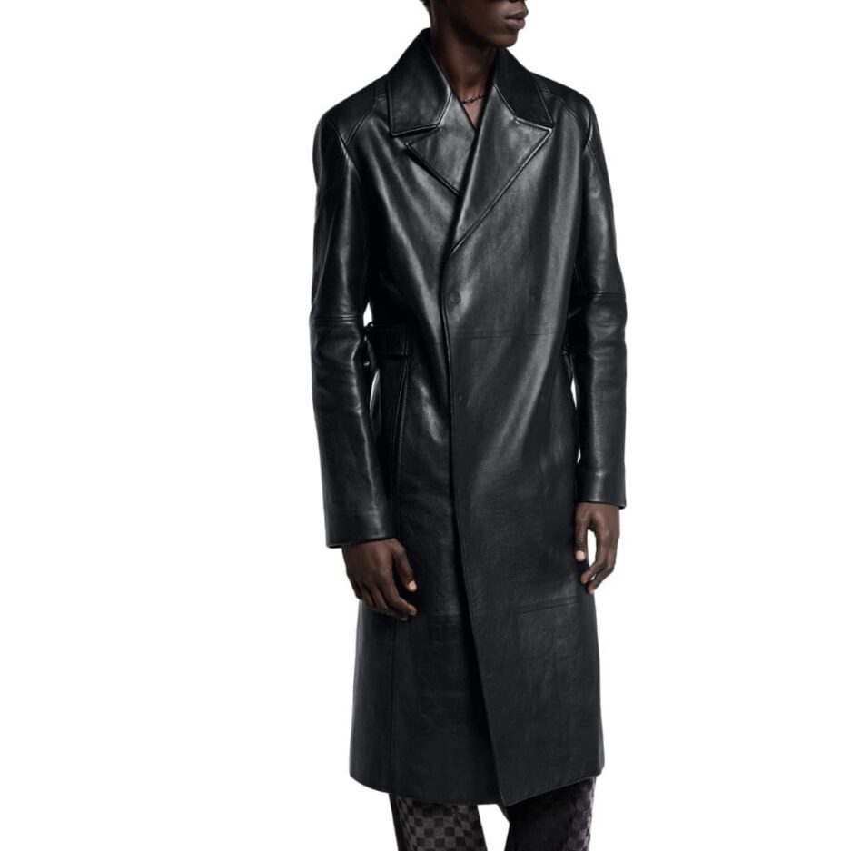 men Genuine Leather Double-Breasted Trench Coat australia Winter