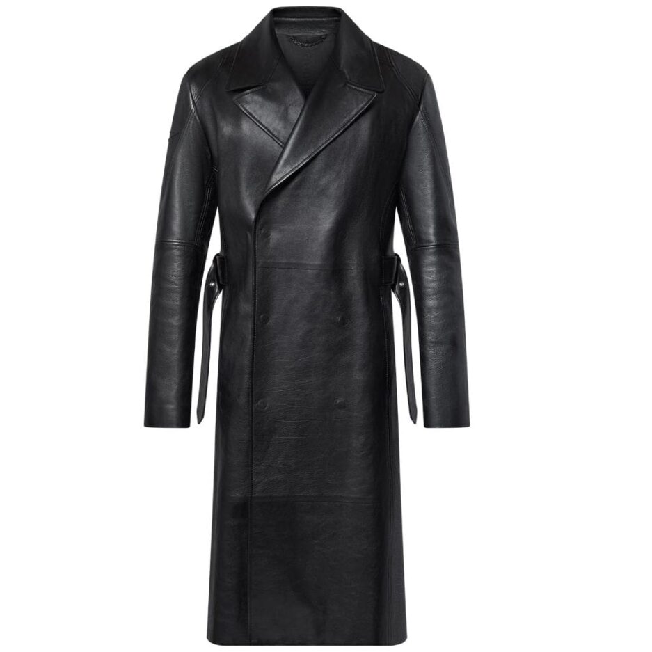 Genuine Leather Double-Breasted Trench Coat For men winter wear