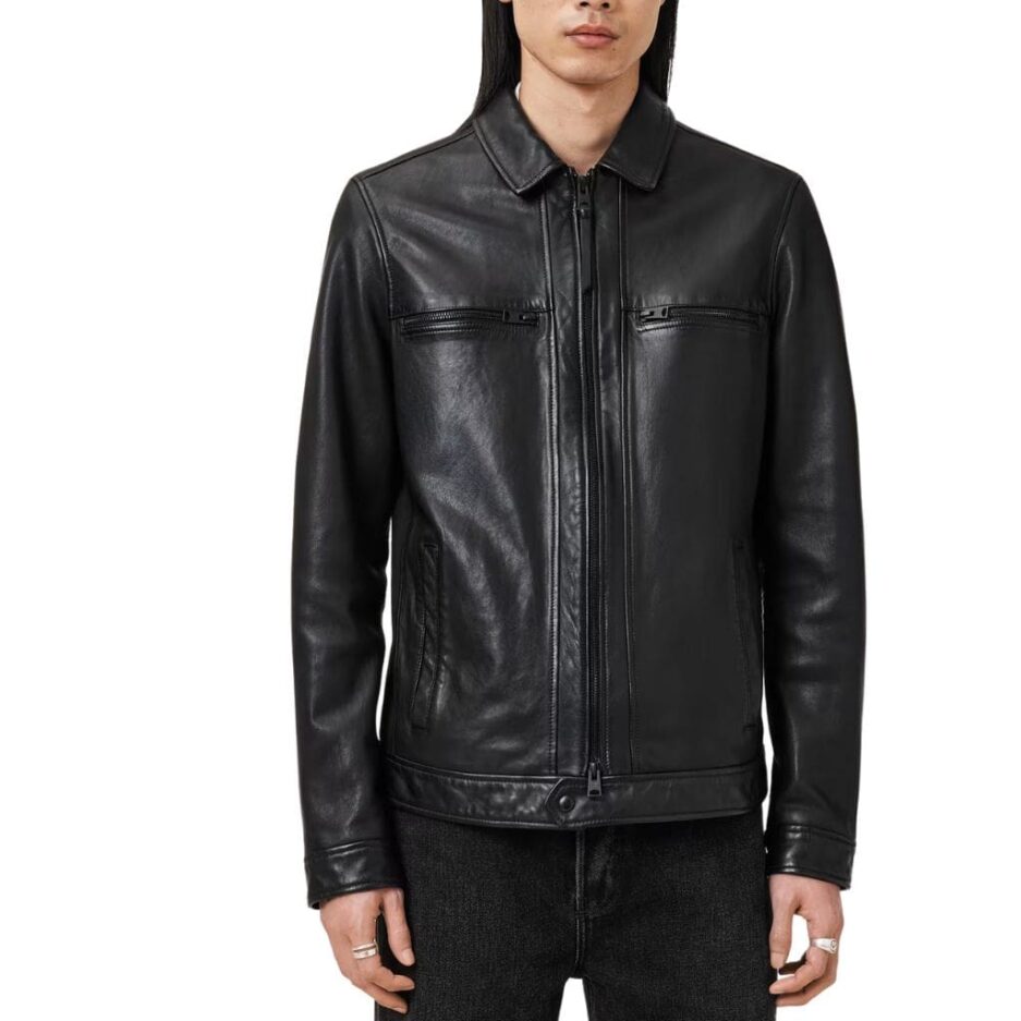 Cassic Biker Black Leather Jacket Mens