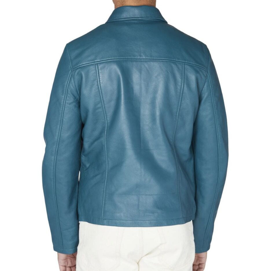 Men Biker Leather Jacket Back