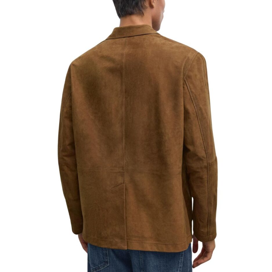 Tan Suede Leather Blazer Men back