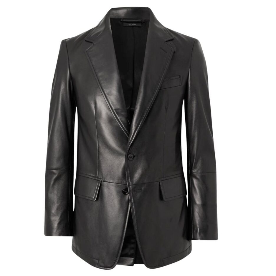 Traditional Black Men's Corporate Leather Blazer