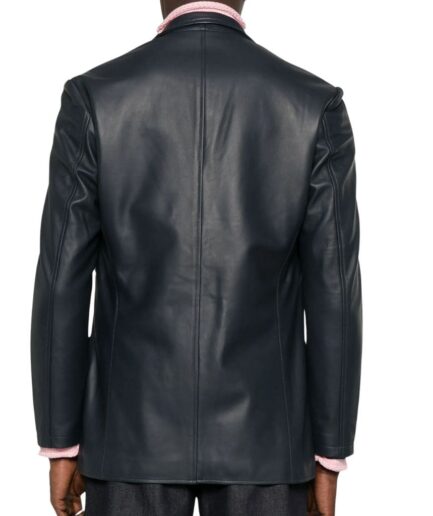 Blue Corporate Men’s Leather Blazer