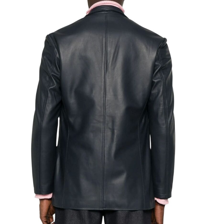Blue Corporate Men’s Leather Blazer