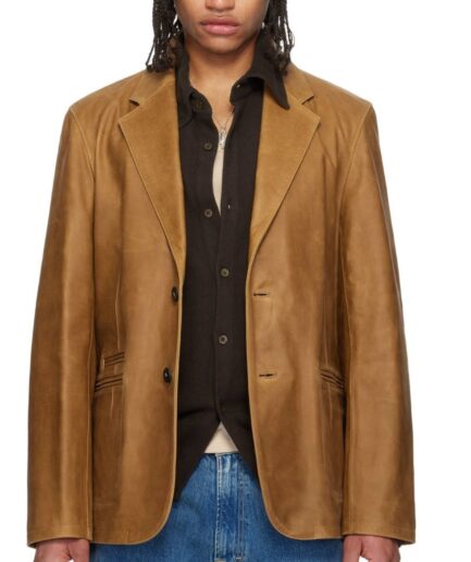 Tan Leather Blazer