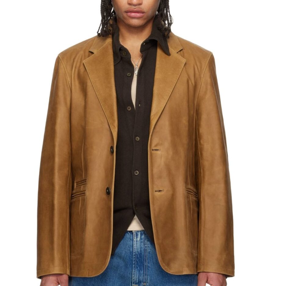 Tan Leather Blazer