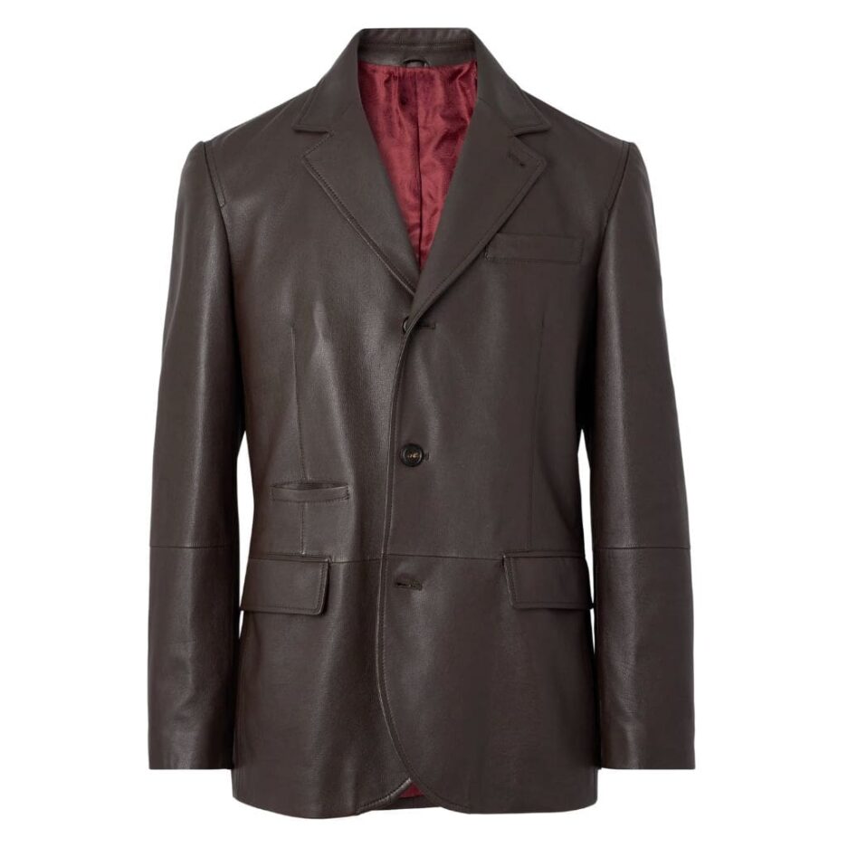Single Breasted Men’s Leather Blazer usa