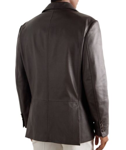 Back Single Breasted Men’s Leather Blazer