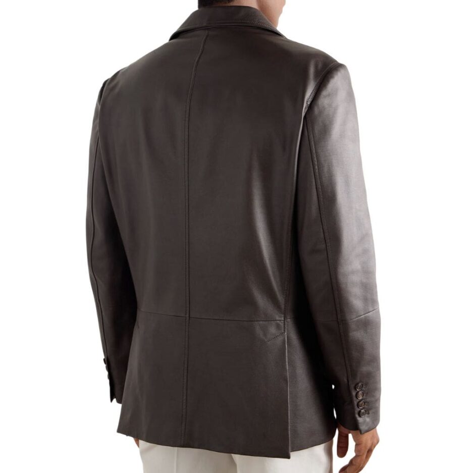 Back Single Breasted Men’s Leather Blazer