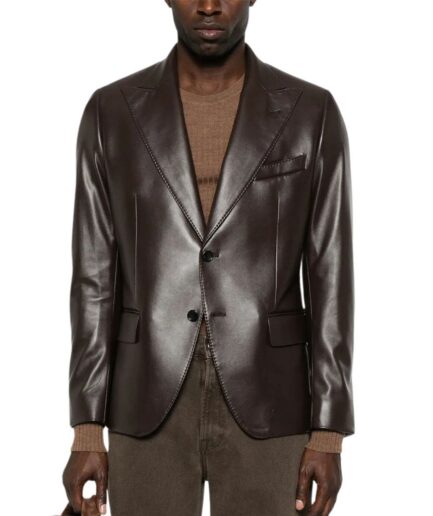 Chocolate Brown Men’s Leather Blazer