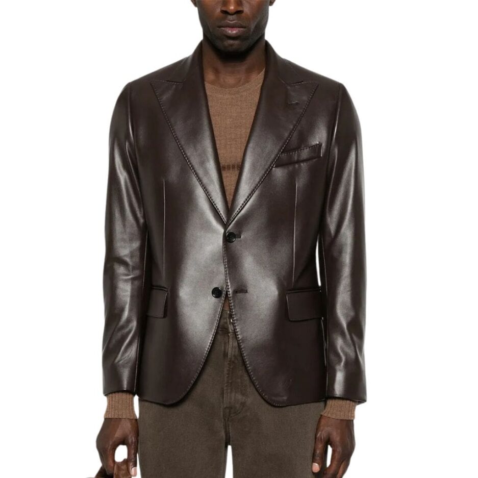 Chocolate Brown Men’s Leather Blazer