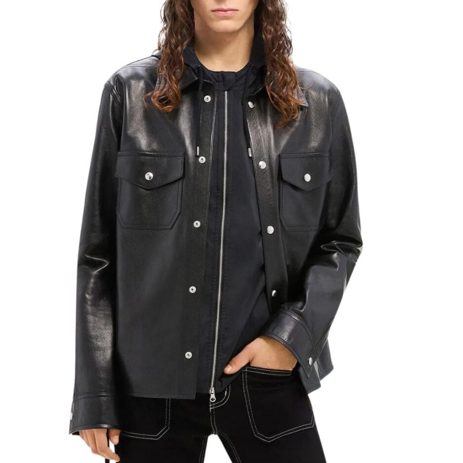 Patch Pocket Men's Leather Shirt USA