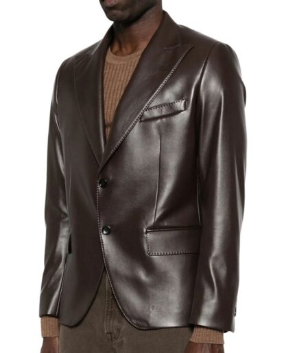 Chocolate Brown Men’s Genuine Leather Blazer