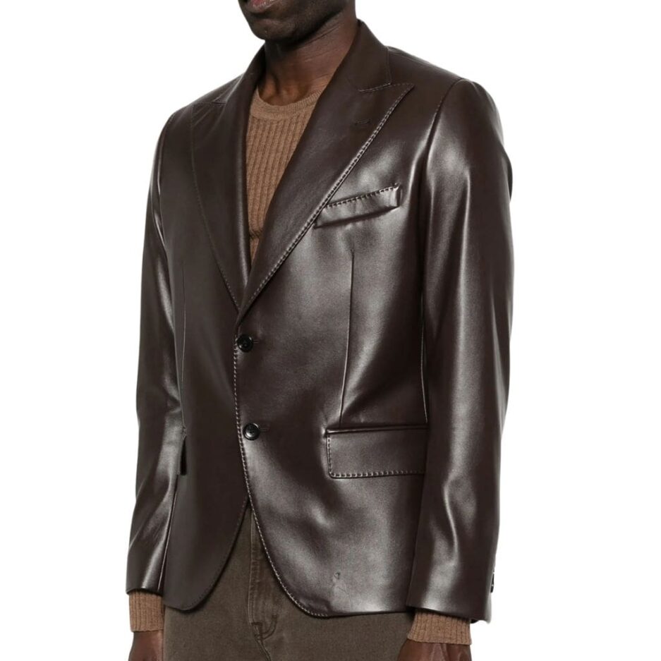 Chocolate Brown Men’s Genuine Leather Blazer