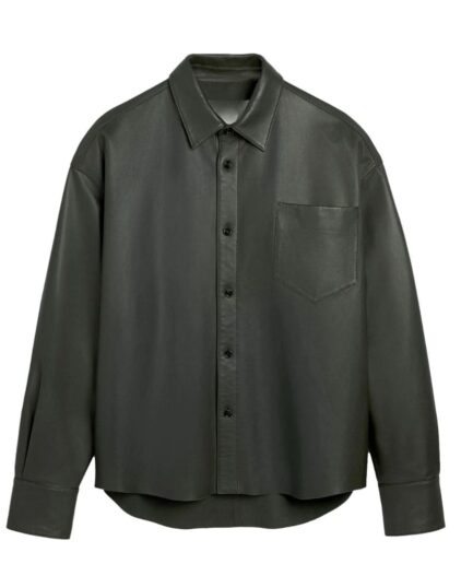 Oversized men leather shirt