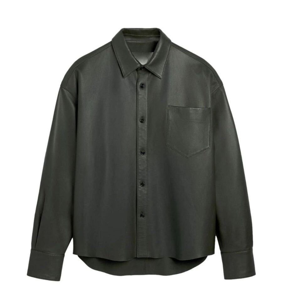 Oversized men leather shirt