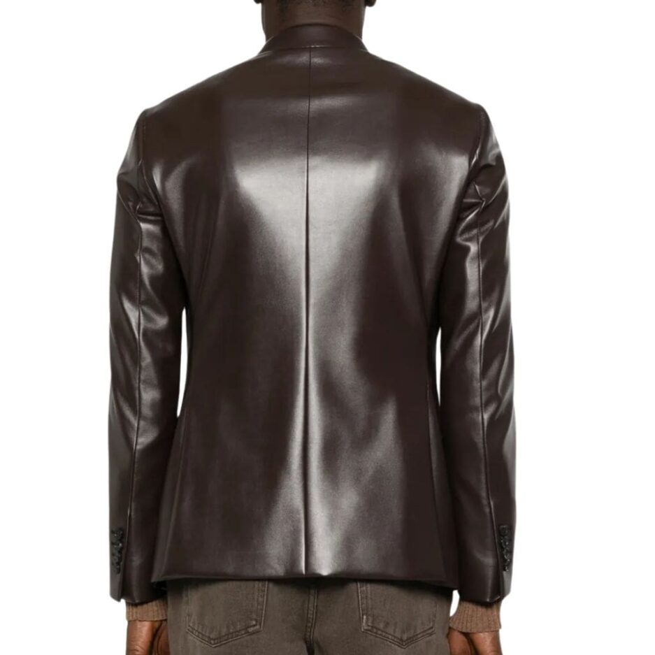 Back Chocolate Brown Men’s Leather Blazer