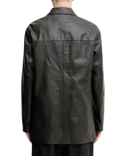 Long Length Men Leather Blazer back