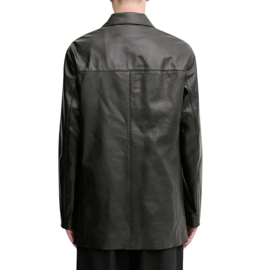 Long Length Men Leather Blazer back
