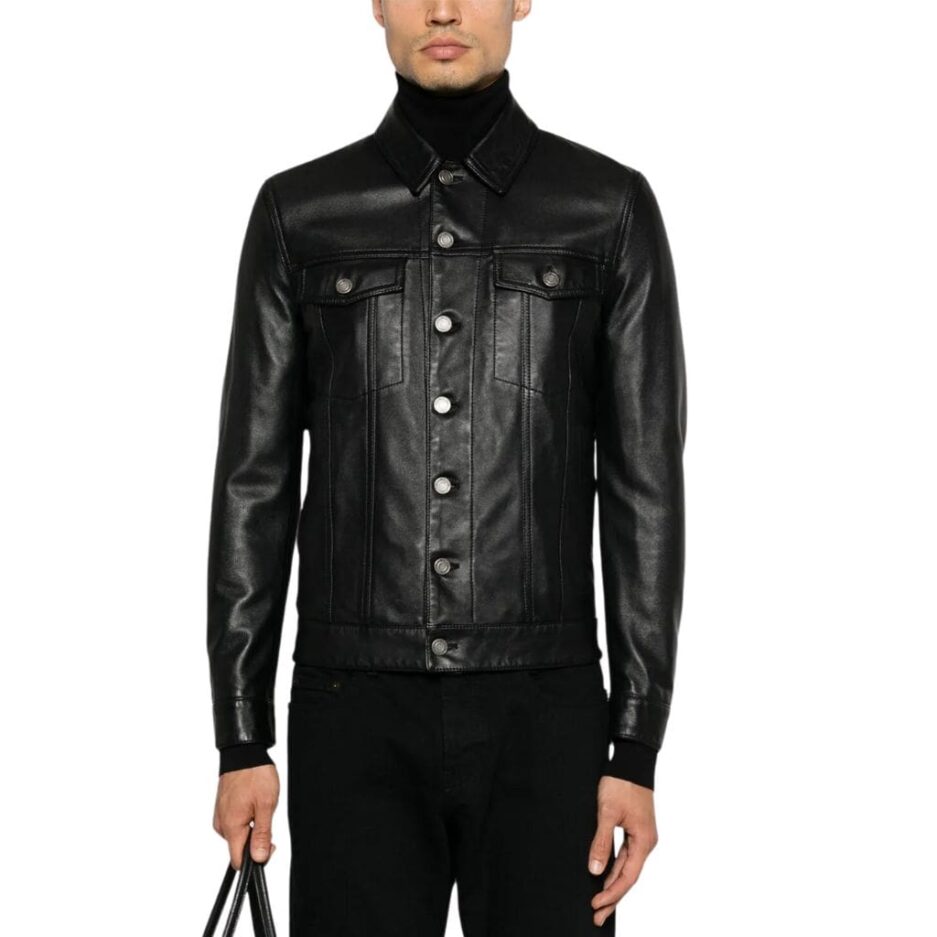 Men Biker Black leather Jacket