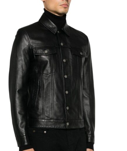 Men Biker Black leather Jacket