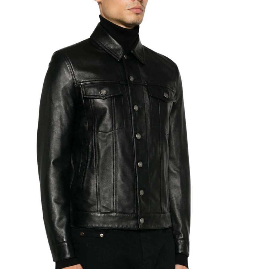 Men Biker Black leather Jacket