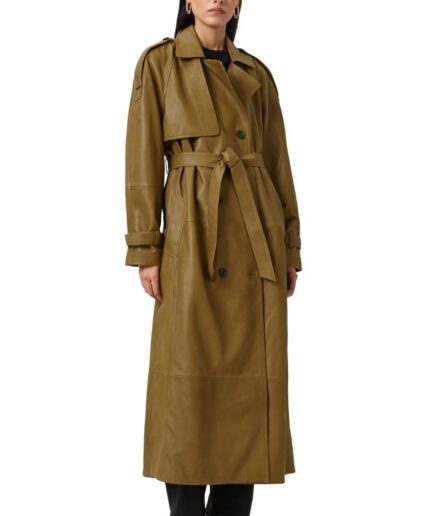 Women’s Brown Leather Trench Coat