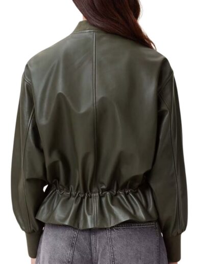 new style women’s drawstring leather peplum jacket