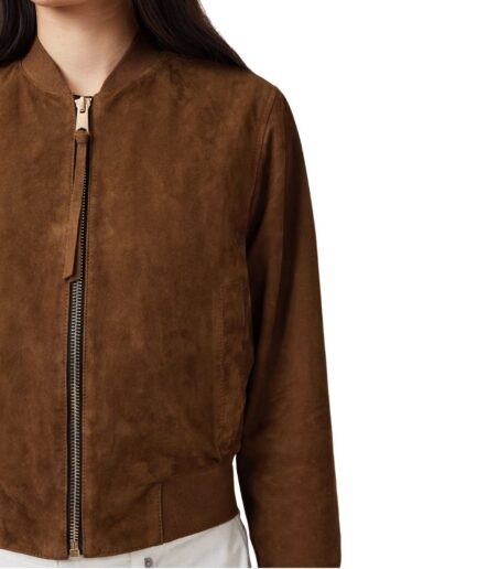 Suede women leather jacket
