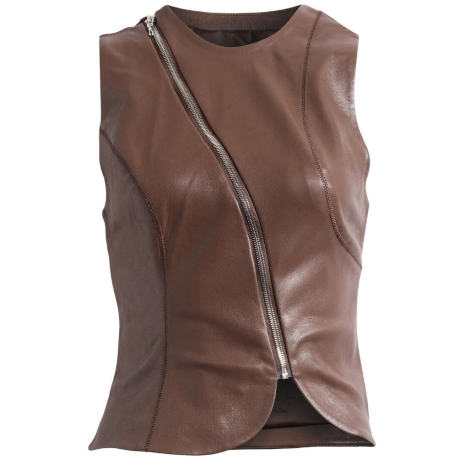 Brown Corporate women leather top