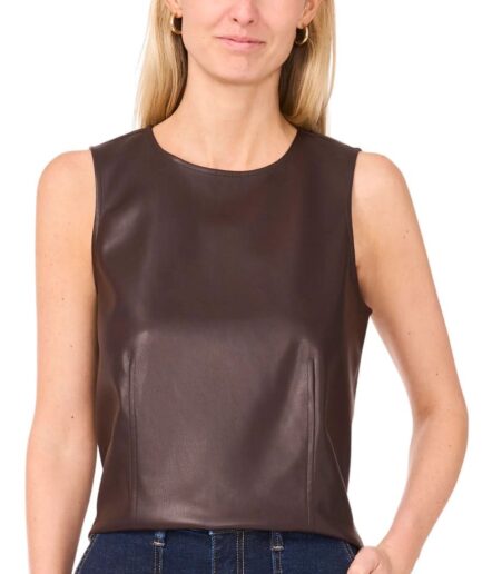 Pullover Style Women's Sleeveless Leather Top