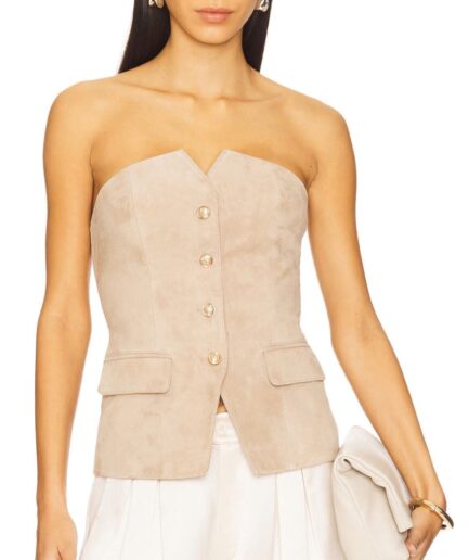 Suede Leather Strapless Top