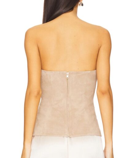 Strapless women suede leather buster