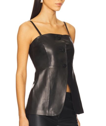 Women’s Black Leather Tank Top