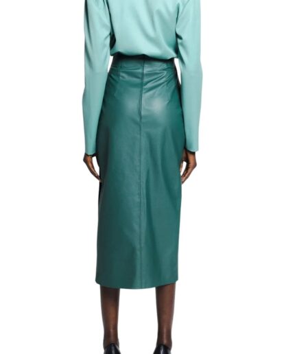 Corporate Green Leather Midi Skirt back